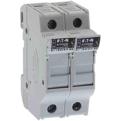 Eaton 30A Rail Mount Fuse Holder for 10 x 38mm Fuse, 2P, 600V ac