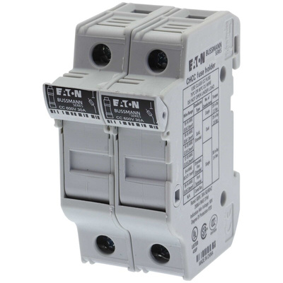 Eaton 30A Rail Mount Fuse Holder for 10 x 38mm Fuse, 2P, 600V ac