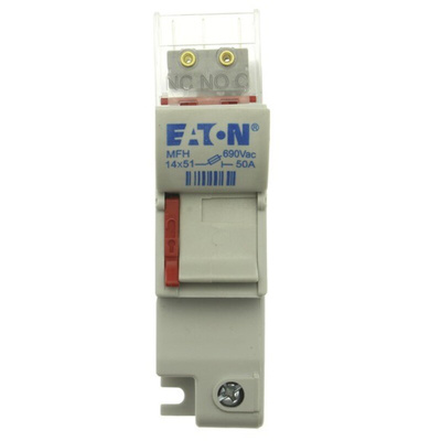 Eaton 50A Rail Mount Fuse Holder for 14 x 51mm Fuse, 1P, 690 V ac, 750V dc