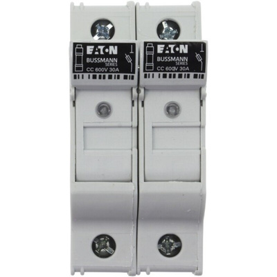 Eaton 30A Rail Mount Fuse Holder for 10 x 38mm Fuse, 2P, 600V ac