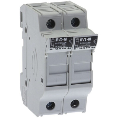 Eaton 30A Rail Mount Fuse Holder for 10 x 38mm Fuse, 2P, 600V ac