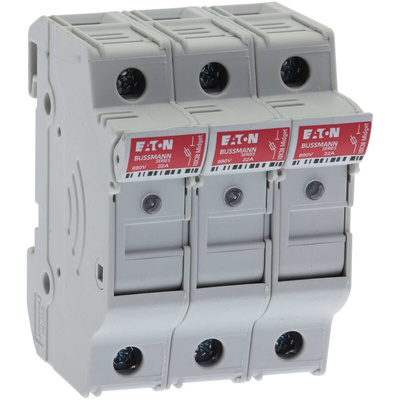 Eaton 32A Rail Mount Fuse Holder for 10 x 38mm Fuse, 3P, 690V ac