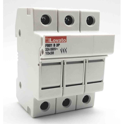 Lovato 32A Rail Mount Fuse Holder, 3P, 690V ac