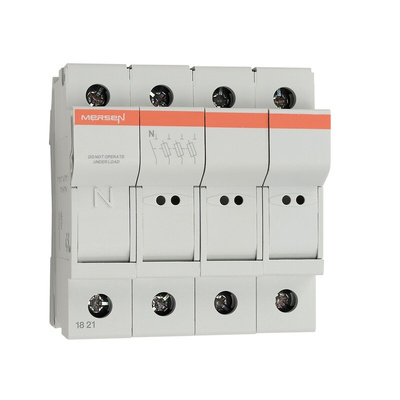 Mersen 25A Rail Mount Fuse Holder for 8 x 31mm Fuse, 3P+N, 400V ac