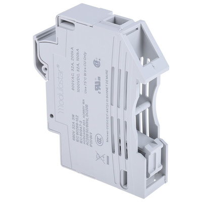 Mersen 32A Rail Mount Fuse Holder for 10 x 38mm Fuse, 1P, 690 V ac → 1kV ac/dc