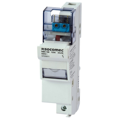 Socomec 125A Rail Mount Fuse Holder for 22 x 58mm Fuse, 3P+N, 690V