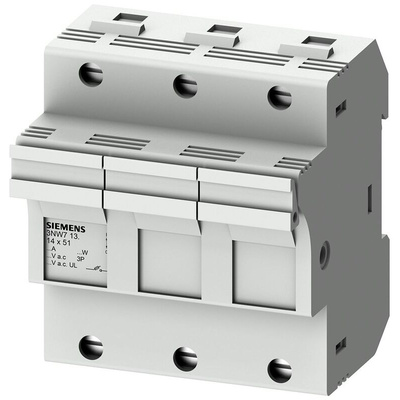 Siemens 50A Rail Mount Fuse Holder for 14 x 51mm Fuse, 3P, 690V