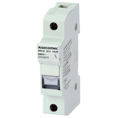 Socomec 32A Rail Mount Fuse Holder for 10 x 38mm Fuse, 1P+N, 690V