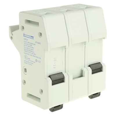 Mersen 30A Rail Mount Fuse Holder for 22 x 58mm Fuse, 3P, 600V ac