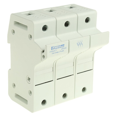 Mersen 30A Rail Mount Fuse Holder for 22 x 58mm Fuse, 3P, 600V ac