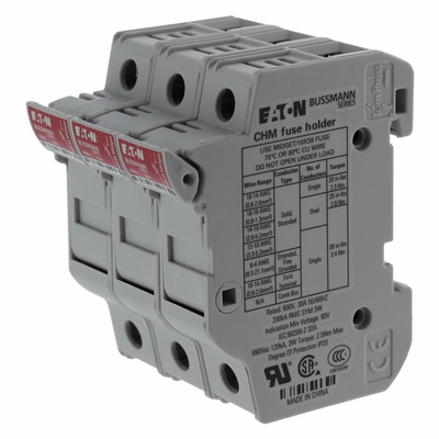 Eaton 32A Rail Mount Fuse Holder for 10 x 38mm Fuse, 3P, 690V ac