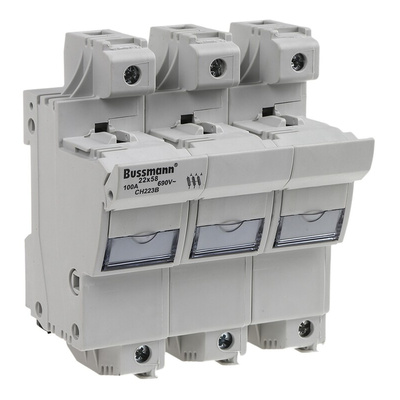 Eaton 100A Rail Mount Fuse Holder for 22 x 58mm Fuse, 3P, 690V ac