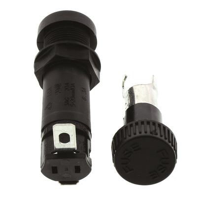 Littelfuse 20A Panel Mount Fuse Holder for 6.3 x 32mm Fuse, 250V ac