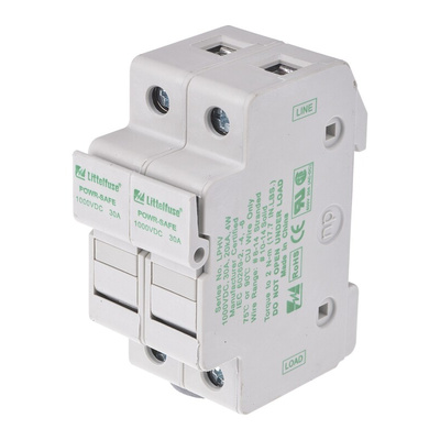 Littelfuse 30A Rail Mount Fuse Holder for 10 x 38mm Fuse, 2P, 1kV