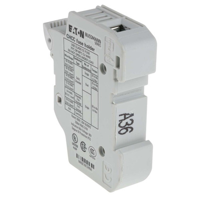 Eaton 30A Rail Mount Fuse Holder for 10 x 38mm Fuse, 1P, 600V ac
