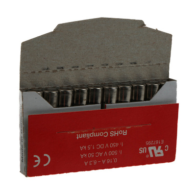 RS PRO 10A F Ceramic Cartridge Fuse, 6.3 x 32mm