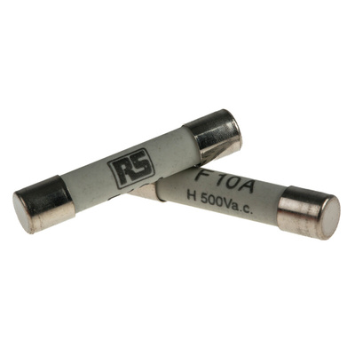 RS PRO 10A F Ceramic Cartridge Fuse, 6.3 x 32mm