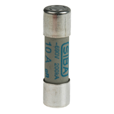 SIBA 10A Ceramic Cartridge Fuse, 10 x 38mm