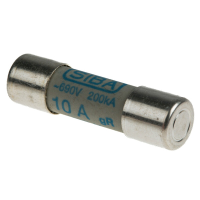 SIBA 10A Ceramic Cartridge Fuse, 10 x 38mm