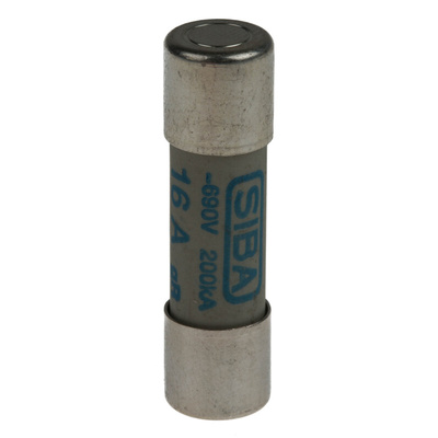 SIBA 16A Ceramic Cartridge Fuse, 10 x 38mm