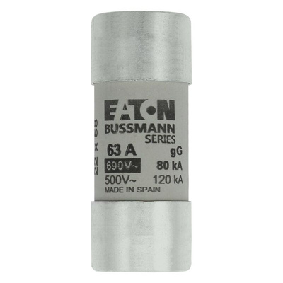 Cooper Bussmann 63A 5ST Ceramic Cartridge Fuse, 22 x 58mm