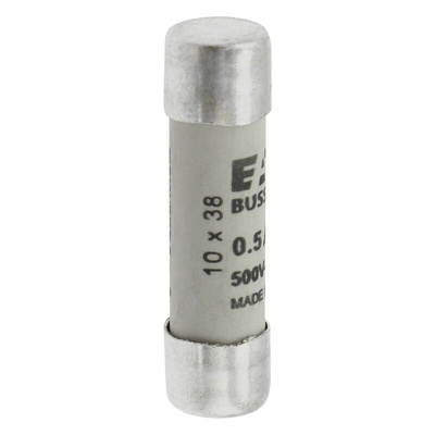 Eaton 500mA Ceramic Cartridge Fuse, 10 x 38mm