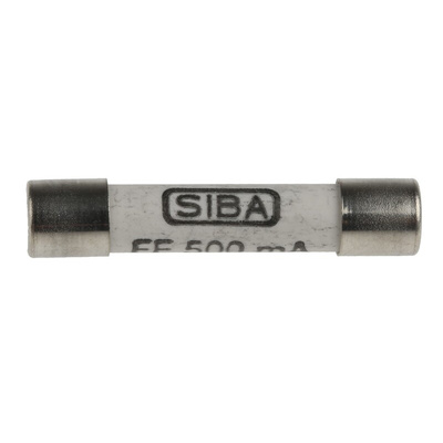 SIBA 500mA FF Ceramic Cartridge Fuse, 6.3 x 32mm