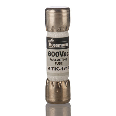 Eaton 100mA F Melamine Cartridge Fuse, 10 x 38mm