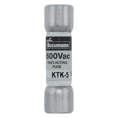 Eaton 5A F Melamine Cartridge Fuse, 10 x 38mm