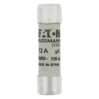 Eaton 12A Ceramic Cartridge Fuse, 10 x 38mm