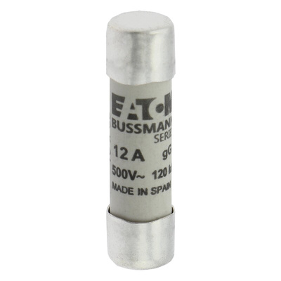 Eaton 12A Ceramic Cartridge Fuse, 10 x 38mm