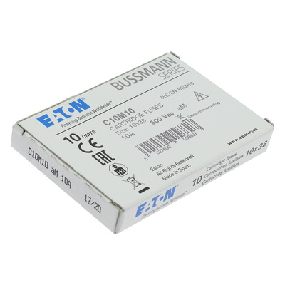 Eaton 10A Ceramic Cartridge Fuse, 10 x 38mm