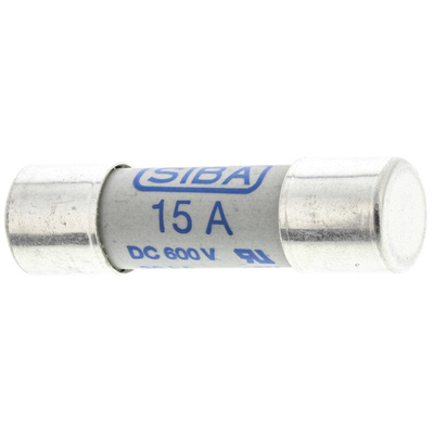 SIBA 15A Ceramic Cartridge Fuse, 10 x 38mm