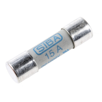 SIBA 15A Ceramic Cartridge Fuse, 10 x 38mm