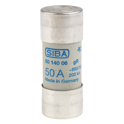 SIBA 50A Ceramic Cartridge Fuse, 22 x 58mm