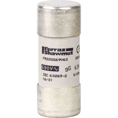 Schneider Electric 63A Cartridge Fuse, 22 x 58mm
