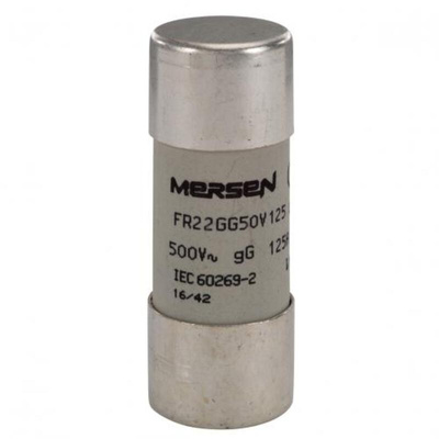 Mersen 125A Slow-Blow Ceramic Cartridge Fuse, 22.2 x 58mm