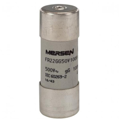 Mersen 100A Slow-Blow Ceramic Cartridge Fuse, 22.2 x 58mm
