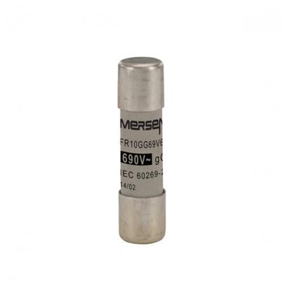 Mersen 6A Slow-Blow Ceramic Cartridge Fuse, 10 x 38mm