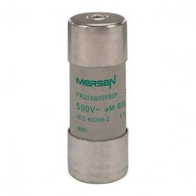 Mersen 80A Slow-Blow Ceramic Cartridge Fuse, 22.2 x 58mm