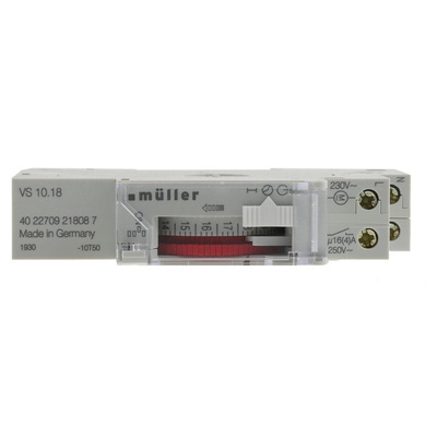1 Channel Analogue DIN Rail Time Switch Measures Minutes, 230 V ac