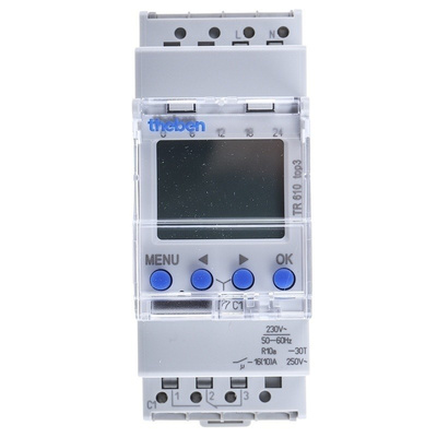 1 Channel Digital DIN Rail Time Switch Measures Hours, 230 V ac