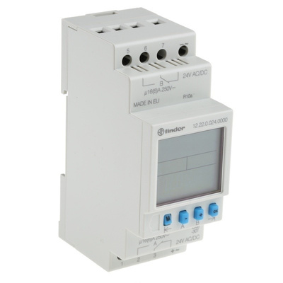2 Channel Digital DIN Rail Time Switch Measures Minutes, 24 V ac/dc