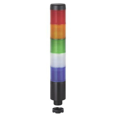 Werma Kompakt 37 LED Beacon Tower With Buzzer, 5 Light Elements, Blue, Clear, Green, Red, Yellow, 24 V ac/dc