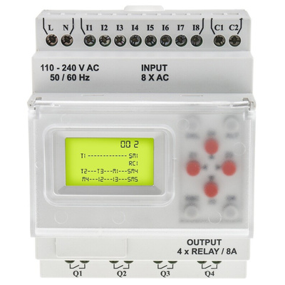 RS PRO Logic Module, 110 → 240 V ac Supply, Digital, Relay Output, 8-Input, Digital Input
