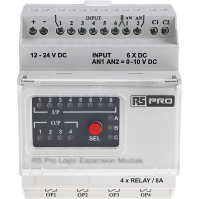 RS PRO I/O Extension Module for Use with RS PRO Logic Modules, 12 → 24 V dc Supply, Digital, Relay Output,
