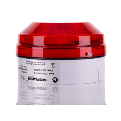 Moflash LED195 Series Red Multiple Effect Beacon, 35 → 85 V ac/dc, Surface Mount, Wall Mount, LED Bulb, IP65