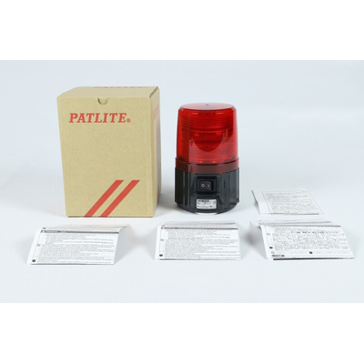 Patlite PFH Series Red Flashing Beacon, 6 V dc (4 - LR6 Alkaline dry cell batteries), Magnetic Mount, LED Bulb, IP55