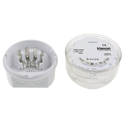 Klaxon Clear Beacon, 17 → 60 V dc, Base Mount, LED Bulb, IP65