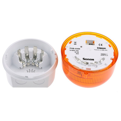 Klaxon Amber Beacon, 10 → 60 V dc, Base Mount, Xenon Bulb